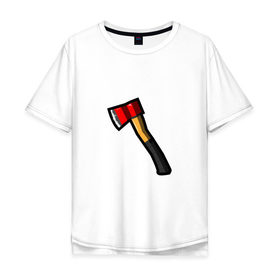 Мужская футболка хлопок Oversize с принтом Пожарный топор в Тюмени, 100% хлопок | свободный крой, круглый ворот, “спинка” длиннее передней части | вектор | плоский | пожарный | стиль. | топор