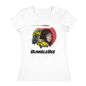 Женская футболка хлопок с принтом Бамблби в Тюмени, 100% хлопок | прямой крой, круглый вырез горловины, длина до линии бедер, слегка спущенное плечо | bumblebee | kefer | volkswagen | автобот | трансформер | трансформеры | уотсон | шершень | шмель