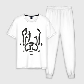 Мужская пижама хлопок с принтом Pitbull в Тюмени, 100% хлопок | брюки и футболка прямого кроя, без карманов, на брюках мягкая резинка на поясе и по низу штанин
 | Тематика изображения на принте: pitbull | пес | питбуль | собака | стаф