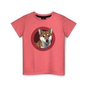 Детская футболка хлопок с принтом Сиба-ину в Тюмени, 100% хлопок | круглый вырез горловины, полуприлегающий силуэт, длина до линии бедер | Тематика изображения на принте: shiba inu | сиба ину | собака | собаки | шиба ину
