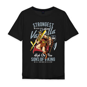 Мужская футболка хлопок Oversize с принтом Викинг в Тюмени, 100% хлопок | свободный крой, круглый ворот, “спинка” длиннее передней части | valhalla | vikings | вальгалла | викинг | викинги