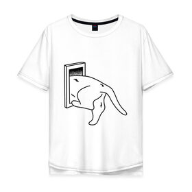 Мужская футболка хлопок Oversize с принтом Толстый Кот в Тюмени, 100% хлопок | свободный крой, круглый ворот, “спинка” длиннее передней части | cat | citty | fat | котик | кошак