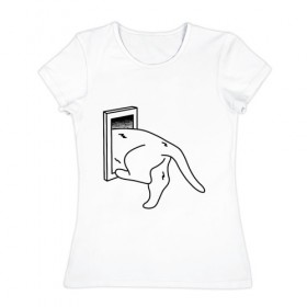 Женская футболка хлопок с принтом Толстый Кот в Тюмени, 100% хлопок | прямой крой, круглый вырез горловины, длина до линии бедер, слегка спущенное плечо | cat | citty | fat | котик | кошак