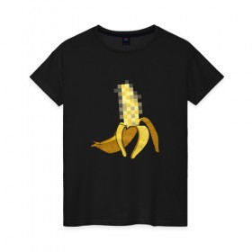 Женская футболка хлопок с принтом Неприличный Банан в Тюмени, 100% хлопок | прямой крой, круглый вырез горловины, длина до линии бедер, слегка спущенное плечо | 