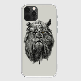 Чехол для iPhone 12 Pro Max с принтом Лев Викинг в Тюмени, Силикон |  | Тематика изображения на принте: воин | война | зверь | тату | царь | череп | шлем