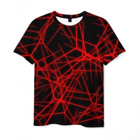Мужская футболка 3D с принтом Abstract Lines в Тюмени, 100% полиэфир | прямой крой, круглый вырез горловины, длина до линии бедер | abstract | line | абстрактные | абстракция | линии | неон | узор