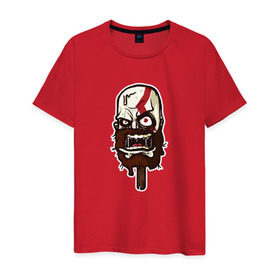 Мужская футболка хлопок с принтом God Of Ice Cream в Тюмени, 100% хлопок | прямой крой, круглый вырез горловины, длина до линии бедер, слегка спущенное плечо. | game | god of war | кратос | мороженое