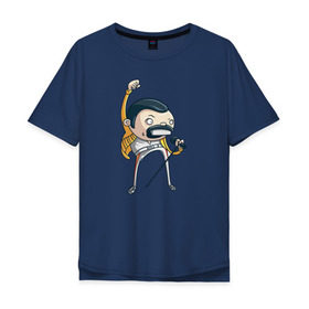 Мужская футболка хлопок Oversize с принтом Freddie Mercury в Тюмени, 100% хлопок | свободный крой, круглый ворот, “спинка” длиннее передней части | Тематика изображения на принте: queen | фредди меркьюри