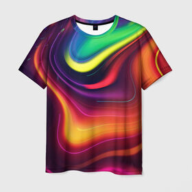 Мужская футболка 3D с принтом Крутые цвета в Тюмени, 100% полиэфир | прямой крой, круглый вырез горловины, длина до линии бедер | градиент | крутые цвета | переход цветов | текстура