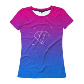 Женская футболка 3D с принтом Diamond в Тюмени, 100% полиэфир ( синтетическое хлопкоподобное полотно) | прямой крой, круглый вырез горловины, длина до линии бедер | кислотные костюмы | кислотные цвета | неон | флуоресцентные принты