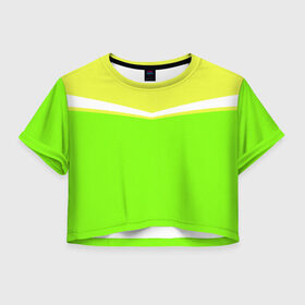 Женская футболка Cropp-top с принтом Угол зеленый в Тюмени, 100% полиэстер | круглая горловина, длина футболки до линии талии, рукава с отворотами | Тематика изображения на принте: кислотные костюмы | кислотные цвета | неон | флуоресцентные принты