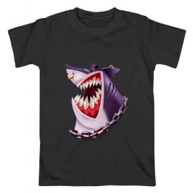 Мужская футболка хлопок с принтом Акула в Тюмени, 100% хлопок | прямой крой, круглый вырез горловины, длина до линии бедер, слегка спущенное плечо. | shark | акула | головарыбы | клыки | пирсинг | рыба | хищник | цепь