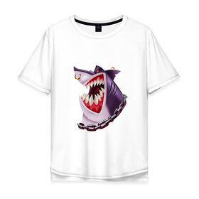 Мужская футболка хлопок Oversize с принтом Акула в Тюмени, 100% хлопок | свободный крой, круглый ворот, “спинка” длиннее передней части | shark | акула | головарыбы | клыки | пирсинг | рыба | хищник | цепь