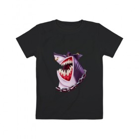 Детская футболка хлопок с принтом Акула в Тюмени, 100% хлопок | круглый вырез горловины, полуприлегающий силуэт, длина до линии бедер | shark | акула | головарыбы | клыки | пирсинг | рыба | хищник | цепь