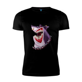 Мужская футболка хлопок Slim с принтом Акула в Тюмени, 92% хлопок, 8% лайкра | приталенный силуэт, круглый вырез ворота, длина до линии бедра, короткий рукав | shark | акула | головарыбы | клыки | пирсинг | рыба | хищник | цепь