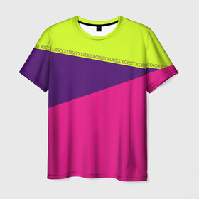 Мужская футболка 3D с принтом Треугольники с розовым в Тюмени, 100% полиэфир | прямой крой, круглый вырез горловины, длина до линии бедер | кислотные костюмы | кислотные цвета | неон | флуоресцентные принты