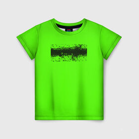 Детская футболка 3D с принтом Гранж зеленый в Тюмени, 100% гипоаллергенный полиэфир | прямой крой, круглый вырез горловины, длина до линии бедер, чуть спущенное плечо, ткань немного тянется | Тематика изображения на принте: кислотные костюмы | кислотные цвета | неон | флуоресцентные принты