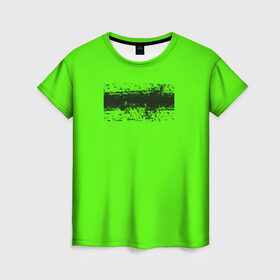 Женская футболка 3D с принтом Гранж зеленый в Тюмени, 100% полиэфир ( синтетическое хлопкоподобное полотно) | прямой крой, круглый вырез горловины, длина до линии бедер | Тематика изображения на принте: кислотные костюмы | кислотные цвета | неон | флуоресцентные принты