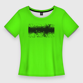 Женская футболка 3D Slim с принтом Гранж зеленый в Тюмени,  |  | кислотные костюмы | кислотные цвета | неон | флуоресцентные принты