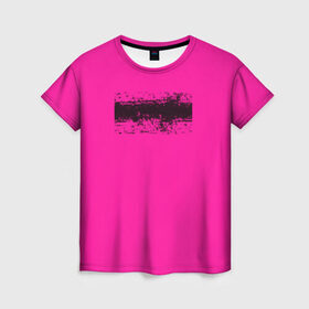 Женская футболка 3D с принтом Гранж розовый в Тюмени, 100% полиэфир ( синтетическое хлопкоподобное полотно) | прямой крой, круглый вырез горловины, длина до линии бедер | кислотные костюмы | кислотные цвета | неон | флуоресцентные принты