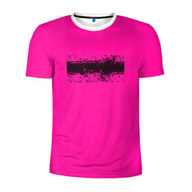 Мужская футболка 3D спортивная с принтом Гранж розовый в Тюмени, 100% полиэстер с улучшенными характеристиками | приталенный силуэт, круглая горловина, широкие плечи, сужается к линии бедра | кислотные костюмы | кислотные цвета | неон | флуоресцентные принты