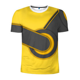 Мужская футболка 3D спортивная с принтом Steam в Тюмени, 100% полиэстер с улучшенными характеристиками | приталенный силуэт, круглая горловина, широкие плечи, сужается к линии бедра | gamer | игра | стим