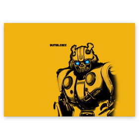 Поздравительная открытка с принтом BUMBLEBEE в Тюмени, 100% бумага | плотность бумаги 280 г/м2, матовая, на обратной стороне линовка и место для марки
 | Тематика изображения на принте: bumblebee | автобот | бамблби | герой | камаро | прайм | робот | трансформеры | фильм | шевроле