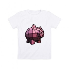 Детская футболка хлопок с принтом Геометрическая свинка в Тюмени, 100% хлопок | круглый вырез горловины, полуприлегающий силуэт, длина до линии бедер | 