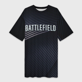Платье-футболка 3D с принтом BATTLEFIELD в Тюмени,  |  | battlefield | бателфилд | игра | компьютерная игра | надпись | поле битвы | стрелялка | шутер