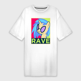 Платье-футболка хлопок с принтом DJ Pon 3 RAVE в Тюмени,  |  | dj pon 3 | mlp | my little pony | pony | rave | vinyl scratch | винил скрэтч | млп | мой маленький пони | пони | рейв