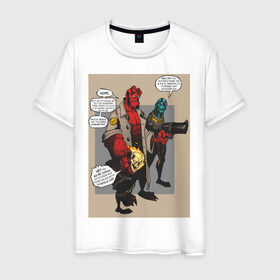 Мужская футболка хлопок с принтом hellboy в Тюмени, 100% хлопок | прямой крой, круглый вырез горловины, длина до линии бедер, слегка спущенное плечо. | Тематика изображения на принте: heroes | super | супергерой | хелбой | хеллбой