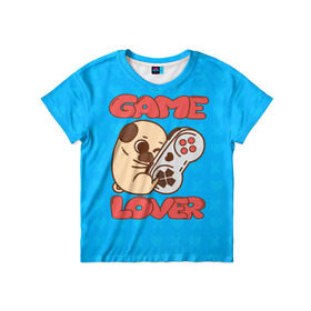 Детская футболка 3D с принтом Мопс Геймер в Тюмени, 100% гипоаллергенный полиэфир | прямой крой, круглый вырез горловины, длина до линии бедер, чуть спущенное плечо, ткань немного тянется | Тематика изображения на принте: gamer | pug | игры | любитель