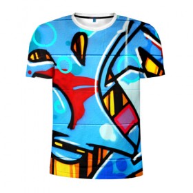 Мужская футболка 3D спортивная с принтом Уличный стиль! в Тюмени, 100% полиэстер с улучшенными характеристиками | приталенный силуэт, круглая горловина, широкие плечи, сужается к линии бедра | 