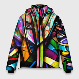 Мужская зимняя куртка 3D с принтом Красочное граффити в Тюмени, верх — 100% полиэстер; подкладка — 100% полиэстер; утеплитель — 100% полиэстер | длина ниже бедра, свободный силуэт Оверсайз. Есть воротник-стойка, отстегивающийся капюшон и ветрозащитная планка. 

Боковые карманы с листочкой на кнопках и внутренний карман на молнии. | grafity | paint | street art | urban | город | граффити | искусство | кирпичи | краски | рисунки | стена | улицы | уличное искусство