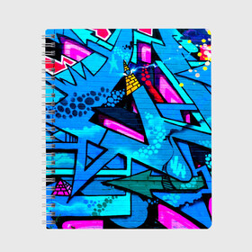 Тетрадь с принтом GRAFFITY в Тюмени, 100% бумага | 48 листов, плотность листов — 60 г/м2, плотность картонной обложки — 250 г/м2. Листы скреплены сбоку удобной пружинной спиралью. Уголки страниц и обложки скругленные. Цвет линий — светло-серый
 | grafity | paint | street art | urban | город | граффити | искусство | кирпичи | краски | рисунки | стена | улицы | уличное искусство