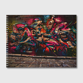 Альбом для рисования с принтом disquared urban graffity в Тюмени, 100% бумага
 | матовая бумага, плотность 200 мг. | Тематика изображения на принте: grafity | paint | street art | urban | город | граффити | искусство | кирпичи | краски | рисунки | стена | улицы | уличное искусство