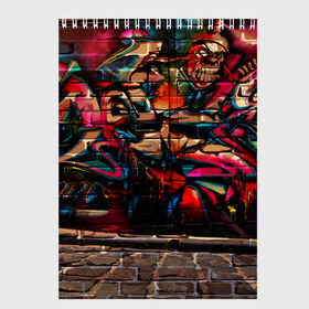 Скетчбук с принтом disquared urban graffity в Тюмени, 100% бумага
 | 48 листов, плотность листов — 100 г/м2, плотность картонной обложки — 250 г/м2. Листы скреплены сверху удобной пружинной спиралью | grafity | paint | street art | urban | город | граффити | искусство | кирпичи | краски | рисунки | стена | улицы | уличное искусство