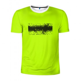 Мужская футболка 3D спортивная с принтом Гранж салатовый в Тюмени, 100% полиэстер с улучшенными характеристиками | приталенный силуэт, круглая горловина, широкие плечи, сужается к линии бедра | кислотные костюмы | кислотные цвета | неон | флуоресцентные принты