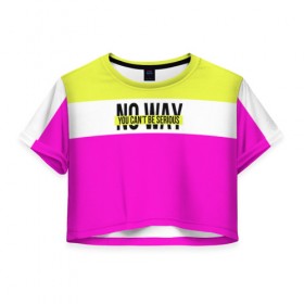 Женская футболка 3D укороченная с принтом Serious розовый в Тюмени, 100% полиэстер | круглая горловина, длина футболки до линии талии, рукава с отворотами | кислотные костюмы | кислотные цвета | неон | флуоресцентные принты