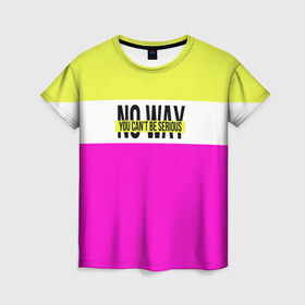 Женская футболка 3D с принтом Serious розовый в Тюмени, 100% полиэфир ( синтетическое хлопкоподобное полотно) | прямой крой, круглый вырез горловины, длина до линии бедер | кислотные костюмы | кислотные цвета | неон | флуоресцентные принты