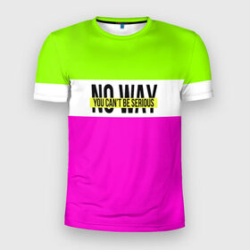 Мужская футболка 3D спортивная с принтом Serious зелено-розовый в Тюмени, 100% полиэстер с улучшенными характеристиками | приталенный силуэт, круглая горловина, широкие плечи, сужается к линии бедра | Тематика изображения на принте: кислотные костюмы | кислотные цвета | неон | флуоресцентные принты