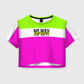 Женская футболка 3D укороченная с принтом Serious зелено-розовый в Тюмени, 100% полиэстер | круглая горловина, длина футболки до линии талии, рукава с отворотами | кислотные костюмы | кислотные цвета | неон | флуоресцентные принты