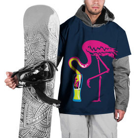 Накидка на куртку 3D с принтом Кислотный фламинго в Тюмени, 100% полиэстер |  | Тематика изображения на принте: кислотные костюмы | кислотные цвета | неон | флуоресцентные принты