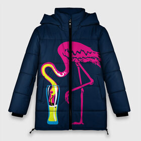 Женская зимняя куртка 3D с принтом Кислотный фламинго в Тюмени, верх — 100% полиэстер; подкладка — 100% полиэстер; утеплитель — 100% полиэстер | длина ниже бедра, силуэт Оверсайз. Есть воротник-стойка, отстегивающийся капюшон и ветрозащитная планка. 

Боковые карманы с листочкой на кнопках и внутренний карман на молнии | кислотные костюмы | кислотные цвета | неон | флуоресцентные принты