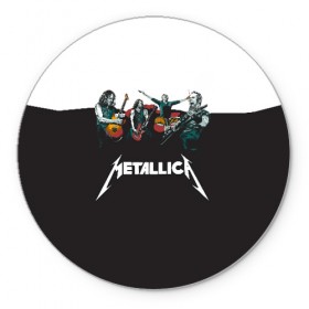 Коврик круглый с принтом Metallica в Тюмени, резина и полиэстер | круглая форма, изображение наносится на всю лицевую часть | metallica | барабаны | гитары | дэйвмастейн | метал | металисты | металлика | неформалы | рок | рокеры