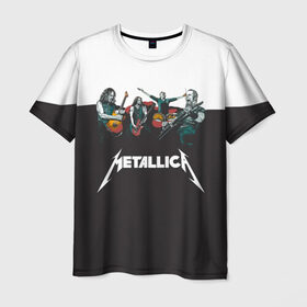 Мужская футболка 3D с принтом Metallica в Тюмени, 100% полиэфир | прямой крой, круглый вырез горловины, длина до линии бедер | metallica | барабаны | гитары | дэйвмастейн | метал | металисты | металлика | неформалы | рок | рокеры