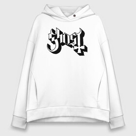 Женское худи Oversize хлопок с принтом Ghost в Тюмени, френч-терри — 70% хлопок, 30% полиэстер. Мягкий теплый начес внутри —100% хлопок | боковые карманы, эластичные манжеты и нижняя кромка, капюшон на магнитной кнопке | ghostemane | ghostemane mercury | ghostemane nihi | trash gang | гостмейн