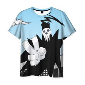 Мужская футболка 3D с принтом Soul Eater - Shinigami в Тюмени, 100% полиэфир | прямой крой, круглый вырез горловины, длина до линии бедер | lord death | shinigami | soul eater | пожиратель душ | синигами