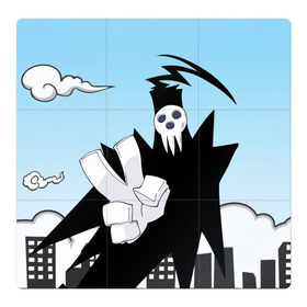 Магнитный плакат 3Х3 с принтом Soul Eater - Shinigami в Тюмени, Полимерный материал с магнитным слоем | 9 деталей размером 9*9 см | Тематика изображения на принте: lord death | shinigami | soul eater | пожиратель душ | синигами