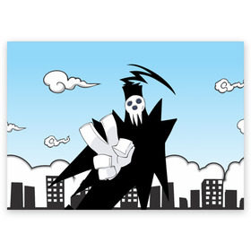 Поздравительная открытка с принтом Soul Eater - Shinigami в Тюмени, 100% бумага | плотность бумаги 280 г/м2, матовая, на обратной стороне линовка и место для марки
 | Тематика изображения на принте: lord death | shinigami | soul eater | пожиратель душ | синигами